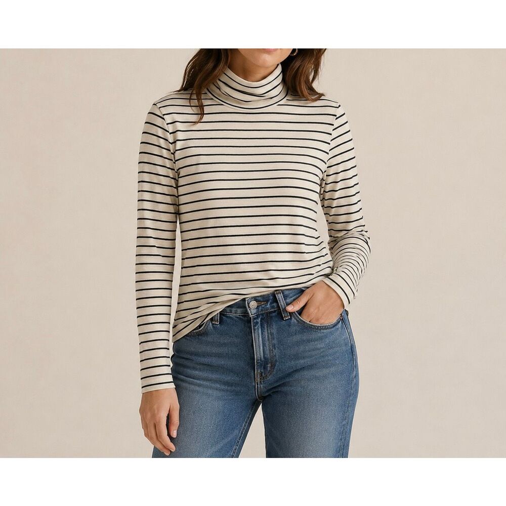 Madewell Striped Turtleneck Long Sleeve Top Size XL